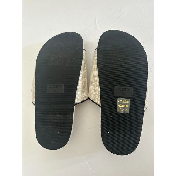 J. Crew Natural Light Canvas Strap Buckle Marlow Sandals Size 7.5 - Picture 5 of 8